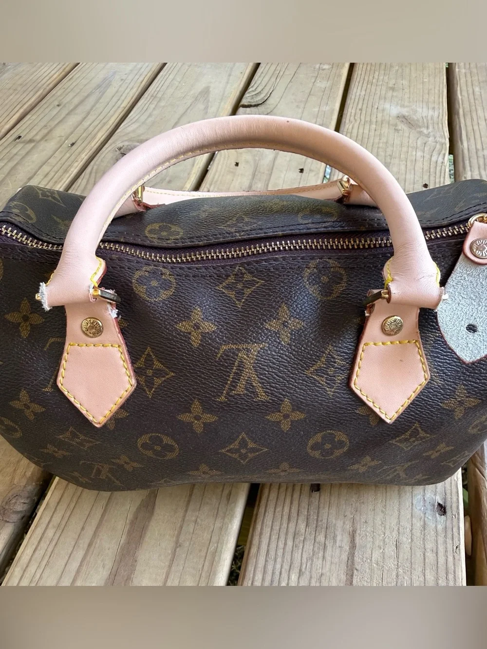 Designer Inspired Brown Monogram Satchel Speedy Style Bag Purse Handbag - Picture 4 of 12